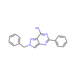 Nc1nc(-c2ccccc2)nc2cn(Cc3ccccc3)nc12 ZINC000653768426