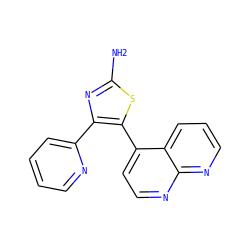 Nc1nc(-c2ccccn2)c(-c2ccnc3ncccc23)s1 ZINC000013581993