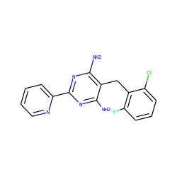 Nc1nc(-c2ccccn2)nc(N)c1Cc1c(F)cccc1Cl ZINC000002559817