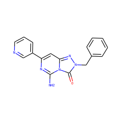 Nc1nc(-c2cccnc2)cc2nn(Cc3ccccc3)c(=O)n12 ZINC000071317331
