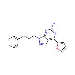 Nc1nc(-c2ccco2)c2cnn(CCCc3ccccc3)c2n1 ZINC000000003605