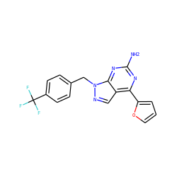 Nc1nc(-c2ccco2)c2cnn(Cc3ccc(C(F)(F)F)cc3)c2n1 ZINC000029046511