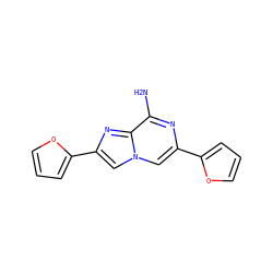 Nc1nc(-c2ccco2)cn2cc(-c3ccco3)nc12 ZINC001772596687