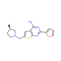 Nc1nc(-c2ccco2)nc2sc(CN3CC[C@@H](F)C3)cc12 ZINC000118599351