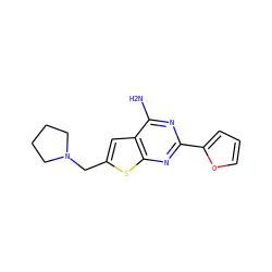 Nc1nc(-c2ccco2)nc2sc(CN3CCCC3)cc12 ZINC000118711415