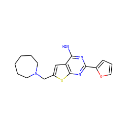 Nc1nc(-c2ccco2)nc2sc(CN3CCCCCC3)cc12 ZINC000169328927