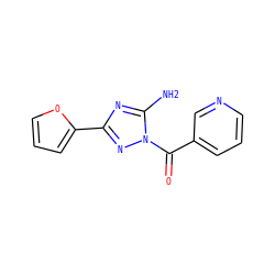 Nc1nc(-c2ccco2)nn1C(=O)c1cccnc1 ZINC000000609272