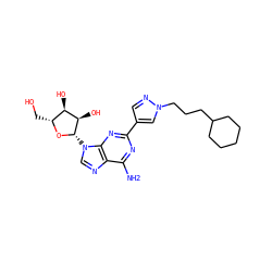 Nc1nc(-c2cnn(CCCC3CCCCC3)c2)nc2c1ncn2[C@@H]1O[C@H](CO)[C@@H](O)[C@H]1O ZINC000013818985