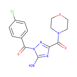 Nc1nc(C(=O)N2CCOCC2)nn1C(=O)c1ccc(Cl)cc1 ZINC000003647297