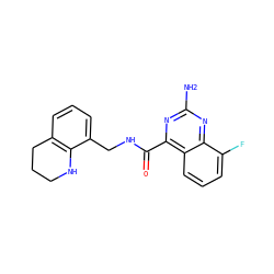 Nc1nc(C(=O)NCc2cccc3c2NCCC3)c2cccc(F)c2n1 ZINC000653793970