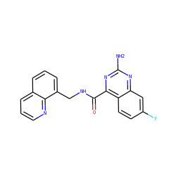 Nc1nc(C(=O)NCc2cccc3cccnc23)c2ccc(F)cc2n1 ZINC000653687443