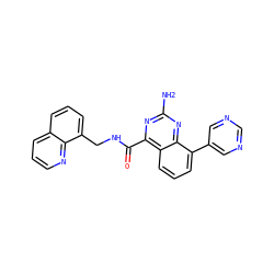Nc1nc(C(=O)NCc2cccc3cccnc23)c2cccc(-c3cncnc3)c2n1 ZINC000653795247