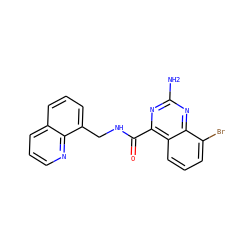 Nc1nc(C(=O)NCc2cccc3cccnc23)c2cccc(Br)c2n1 ZINC000653687503