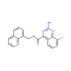 Nc1nc(C(=O)NCc2cccc3cccnc23)c2cccc(I)c2n1 ZINC000653687501