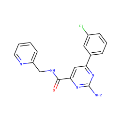 Nc1nc(C(=O)NCc2ccccn2)cc(-c2cccc(Cl)c2)n1 ZINC000045388436