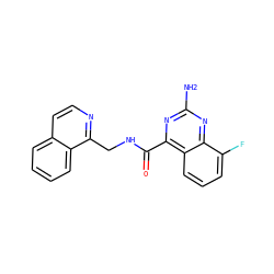 Nc1nc(C(=O)NCc2nccc3ccccc23)c2cccc(F)c2n1 ZINC000653798059