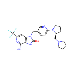 Nc1nc(C(F)(F)F)cc2c1[nH]c(=O)n2Cc1ccc(N2CCC[C@H]2CN2CCCC2)nc1 ZINC000072125804