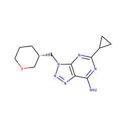 Nc1nc(C2CC2)nc2c1nnn2C[C@H]1CCCOC1 ZINC000084687881