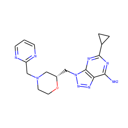 Nc1nc(C2CC2)nc2c1nnn2C[C@H]1CN(Cc2ncccn2)CCO1 ZINC000084690182