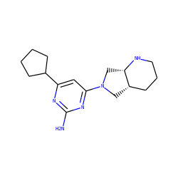Nc1nc(C2CCCC2)cc(N2C[C@H]3CCCN[C@H]3C2)n1 ZINC000114193772
