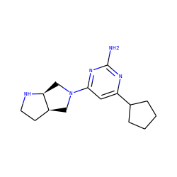 Nc1nc(C2CCCC2)cc(N2C[C@H]3CCN[C@H]3C2)n1 ZINC000114194331