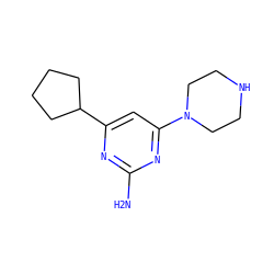 Nc1nc(C2CCCC2)cc(N2CCNCC2)n1 ZINC000114199084