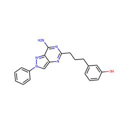 Nc1nc(CCCc2cccc(O)c2)nc2cn(-c3ccccc3)nc12 ZINC000299834321