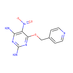 Nc1nc(N)c([N+](=O)[O-])c(OCc2ccncc2)n1 ZINC000013778033