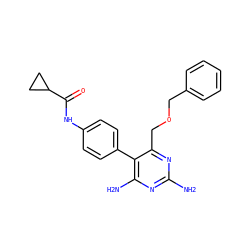 Nc1nc(N)c(-c2ccc(NC(=O)C3CC3)cc2)c(COCc2ccccc2)n1 ZINC000013983434