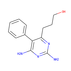 Nc1nc(N)c(-c2ccccc2)c(CCCO)n1 ZINC000013559291