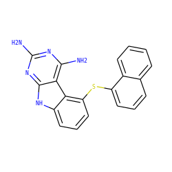 Nc1nc(N)c2c(n1)[nH]c1cccc(Sc3cccc4ccccc34)c12 ZINC001772615529