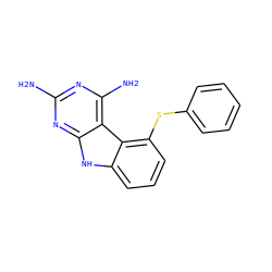 Nc1nc(N)c2c(n1)[nH]c1cccc(Sc3ccccc3)c12 ZINC000049072435