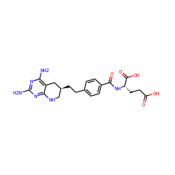 Nc1nc(N)c2c(n1)NC[C@H](CCc1ccc(C(=O)N[C@@H](CCC(=O)O)C(=O)O)cc1)C2 ZINC000001545199