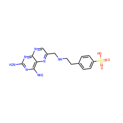 Nc1nc(N)c2nc(CNCCc3ccc(S(=O)(=O)O)cc3)cnc2n1 ZINC000064415764
