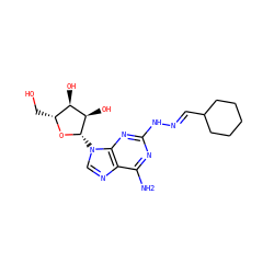 Nc1nc(N/N=C/C2CCCCC2)nc2c1ncn2[C@@H]1O[C@H](CO)[C@@H](O)[C@H]1O ZINC000003932652