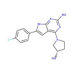Nc1nc(N2CC[C@H](N)C2)c2cc(-c3ccc(F)cc3)[nH]c2n1 ZINC000095595288