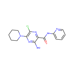 Nc1nc(N2CCCCC2)c(Cl)nc1C(=O)Nc1ccccn1 ZINC000028127910