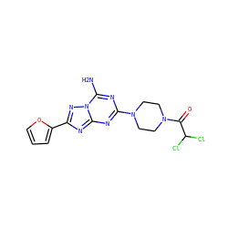 Nc1nc(N2CCN(C(=O)C(Cl)Cl)CC2)nc2nc(-c3ccco3)nn12 ZINC000073198883