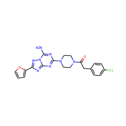 Nc1nc(N2CCN(C(=O)Cc3ccc(Cl)cc3)CC2)nc2nc(-c3ccco3)nn12 ZINC000082154614
