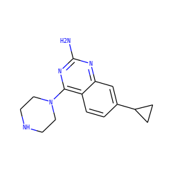 Nc1nc(N2CCNCC2)c2ccc(C3CC3)cc2n1 ZINC000096906170