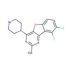 Nc1nc(N2CCNCC2)c2oc3ccc(F)c(F)c3c2n1 ZINC000073158754