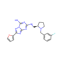 Nc1nc(NC[C@H]2CCCN2Cc2cccc(F)c2)nc2nc(-c3ccco3)nn12 ZINC000013612462