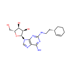 Nc1nc(NCC[C@H]2C=CCCC2)nc2c1ncn2[C@H]1O[C@H](CO)[C@@H](O)[C@H]1O ZINC000049110008