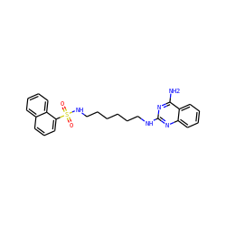 Nc1nc(NCCCCCCNS(=O)(=O)c2cccc3ccccc23)nc2ccccc12 ZINC000034048109