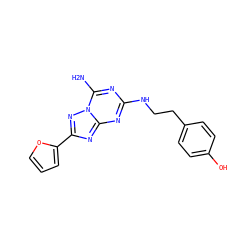 Nc1nc(NCCc2ccc(O)cc2)nc2nc(-c3ccco3)nn12 ZINC000000005258