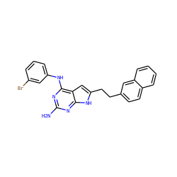 Nc1nc(Nc2cccc(Br)c2)c2cc(CCc3ccc4ccccc4c3)[nH]c2n1 ZINC000040937318