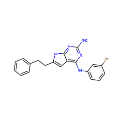Nc1nc(Nc2cccc(Br)c2)c2cc(CCc3ccccc3)[nH]c2n1 ZINC000040940400