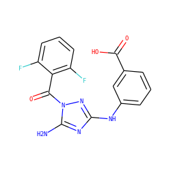 Nc1nc(Nc2cccc(C(=O)O)c2)nn1C(=O)c1c(F)cccc1F ZINC000064559562