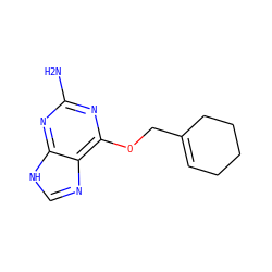 Nc1nc(OCC2=CCCCC2)c2nc[nH]c2n1 ZINC000013475143
