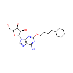 Nc1nc(OCCCCC2CCCCC2)nc2c1ncn2[C@@H]1O[C@H](CO)[C@@H](O)[C@H]1O ZINC000013815071